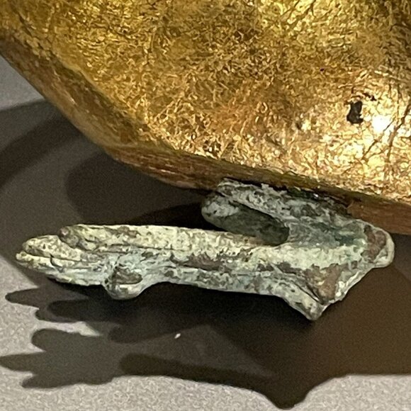 Antique Egyptian Thoth As Ibis Bronze & Wood Gold Leaf Gilt Bird Figurine Estate - Picture 10 of 16